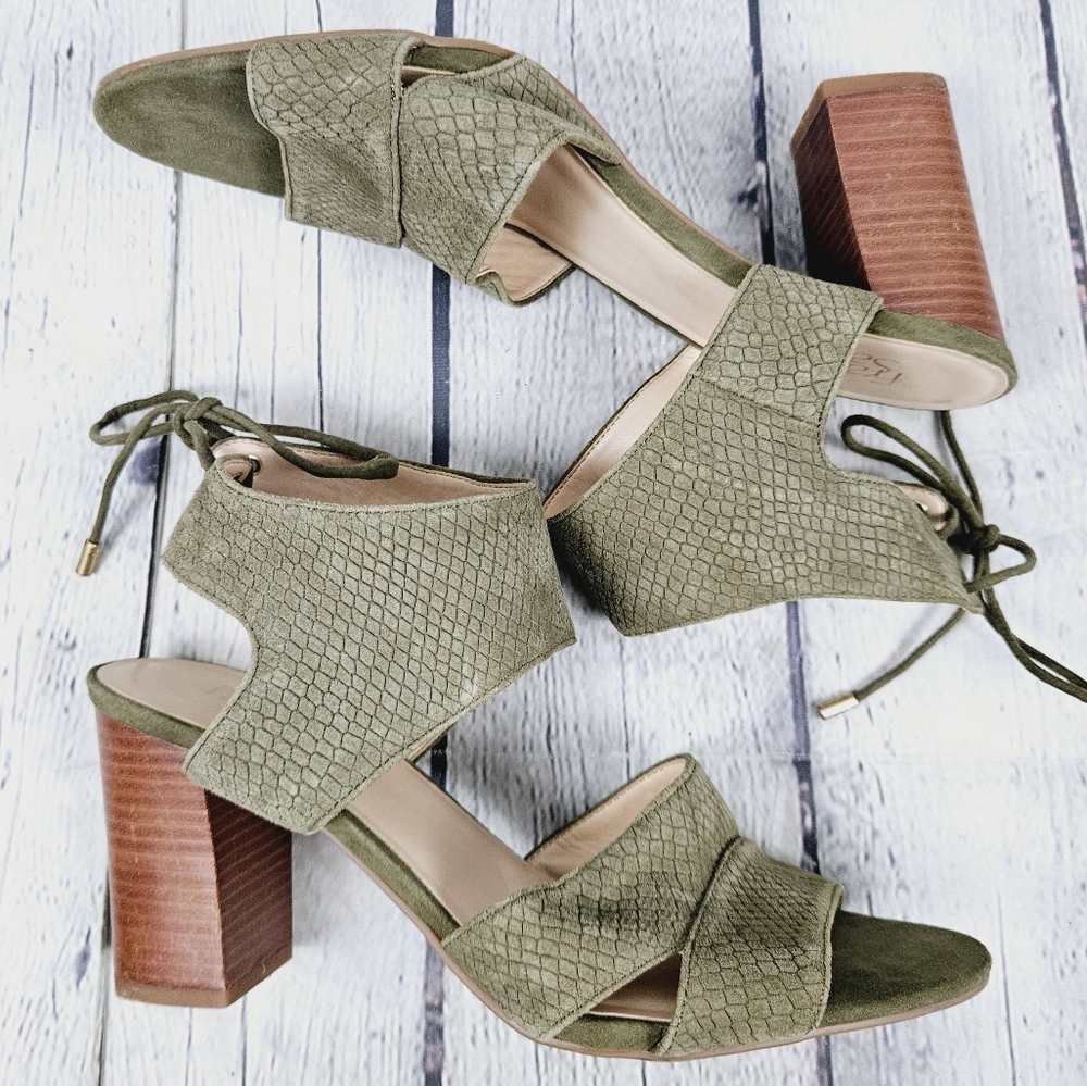 FRANCO SARTO | Gem suede leather strappy open toe lace-up heeled sandals